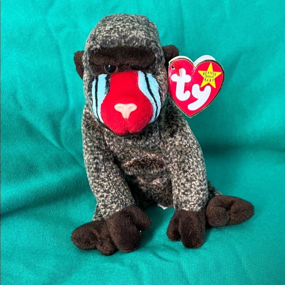 Ty Plush Baboon with Red and Blue Face